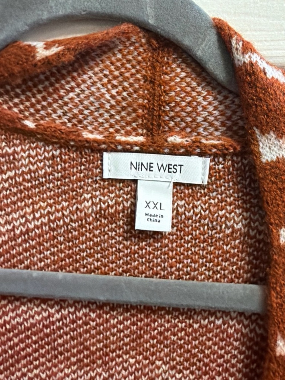 Nine West Rust and White Zebra Open-Front Cardigan - Picture 2 of 4